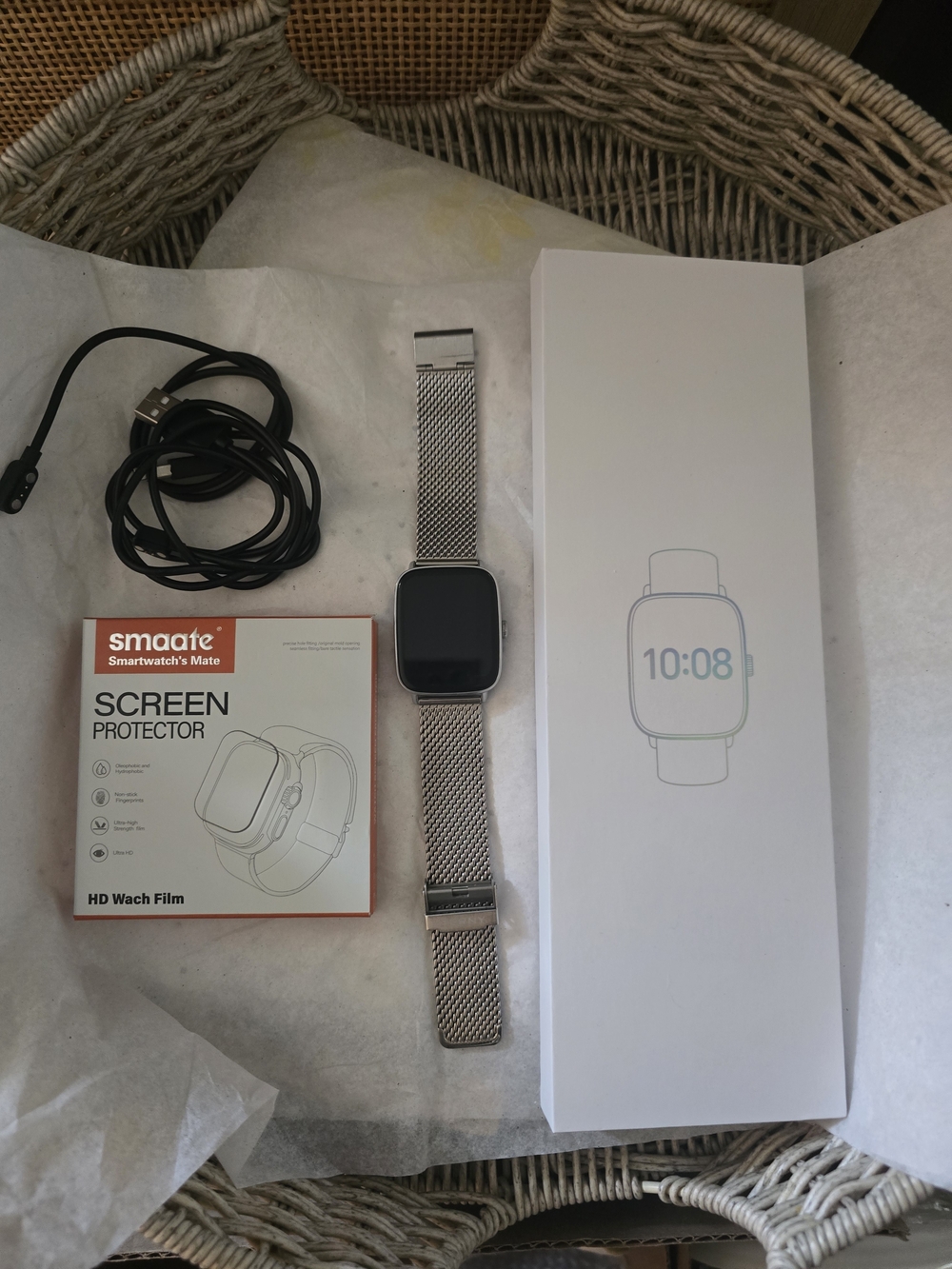 Smartwatch with Accessories, Original Box, 2 Chargers/Bands & Screen Protector